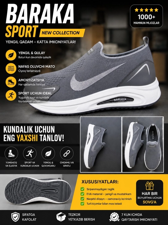 Erkaklar uchun premium slipon krossovka GOWALL yengil qulay kundalik oyoq kiyim