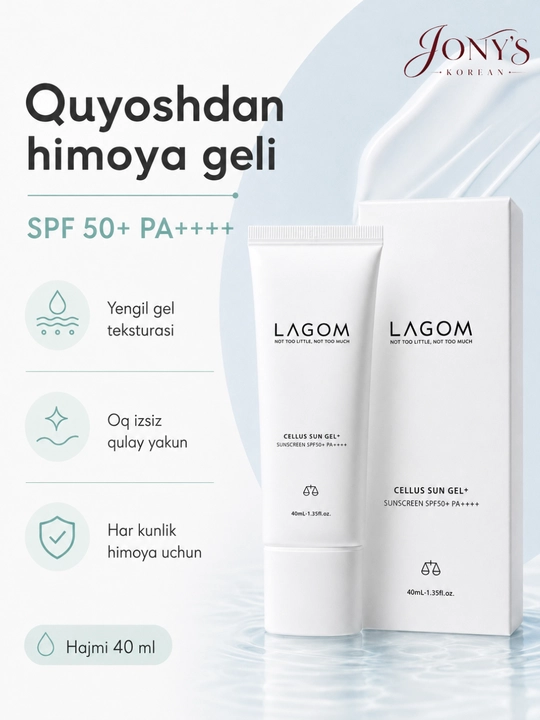 Quyoshdan himoya qiluvchi krem-gel va stik Cellus Sun Gel + Lagom SPF50+/PA++++ - 