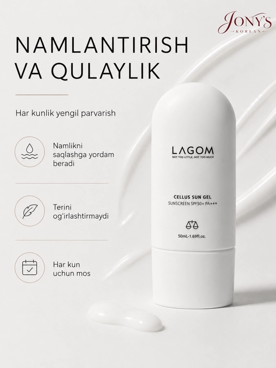 Quyoshdan himoya qiluvchi krem-gel va stik Cellus Sun Gel + Lagom SPF50+/PA++++