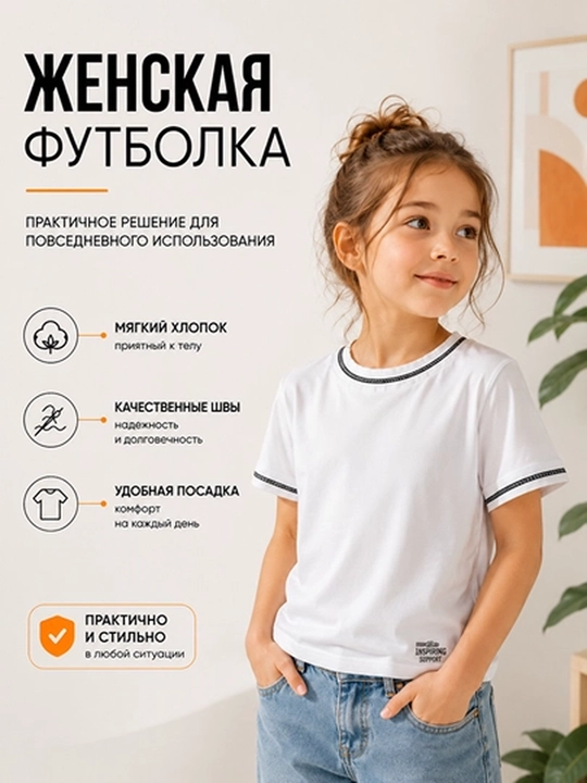 Детская футболка для девочек, из дышащей ткани, для повседневной носки - 
