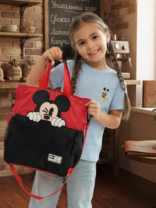 Сумка с принтом Disney Mickey Minnie Mouse, большая, вместительная, детская сумка