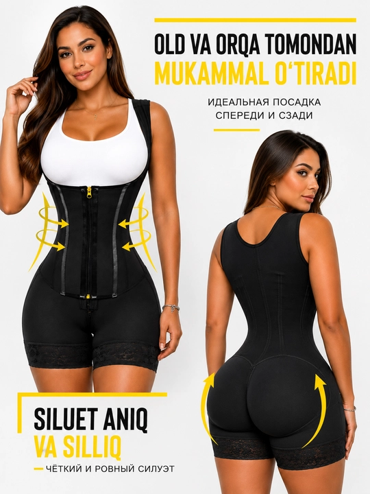 Ayollar uchun qomat shakllantiruvchi korset, zamokli model