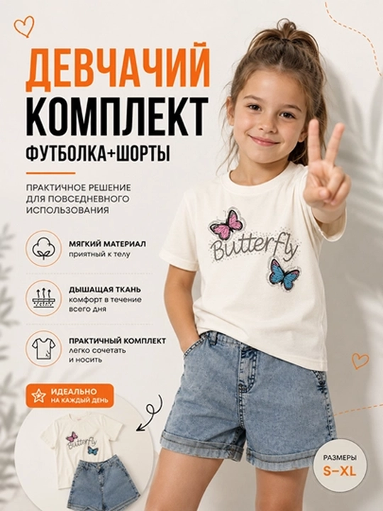 Комплект одежды для девочек, для прогулок и праздников - 