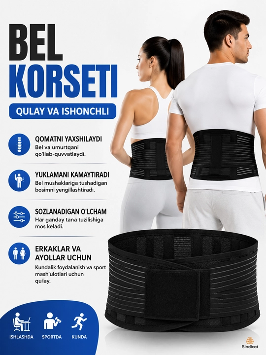 Bel bandaji issiq tutuvchi korset, bel og'rig'iga va sport uchun erkak-ayollar uchun - 