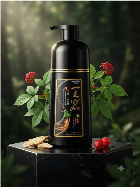 Shampun-bo'yoq, sochlarni qoraytirish va bo'yash uchun: qora, 500 ml - 