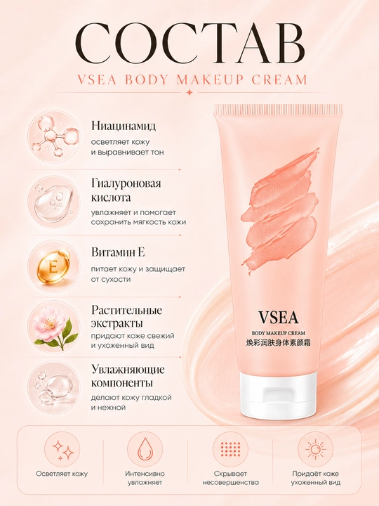 VSEA крем для лица и тела отбеливающий, увлажняющий, с выравнивающим тоном кожи