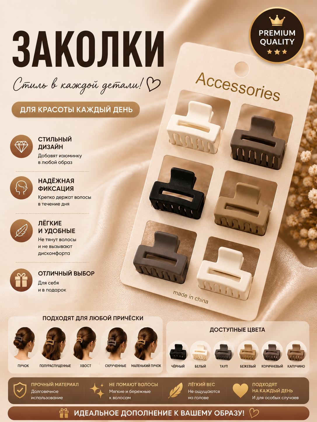 6in1 geliviy xar xil rangli mini zakolkalar - 