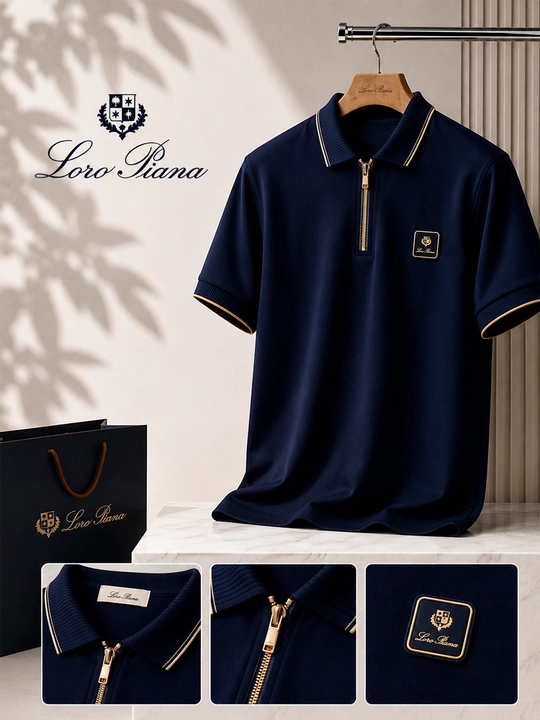 Мужское поло Loro Piana Premium на молнии - 