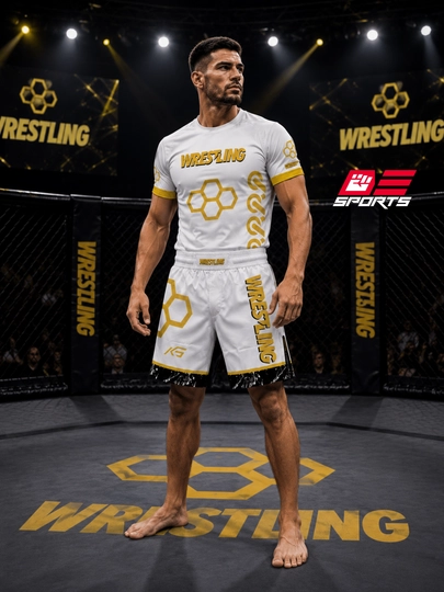 Футболка и шорты Wrestling, для борьбы, ММА и тренировок, спортивный комплект - 