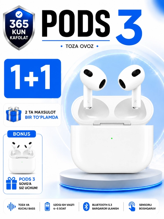 Simsiz quloqchinlar Pods Pro 2. Pods 3. 1+1 - 