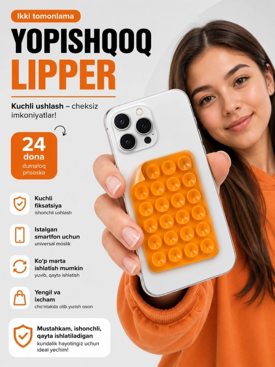 Yopishadigan lipuchka, telefon uchun yopishqoq, lipper - 
