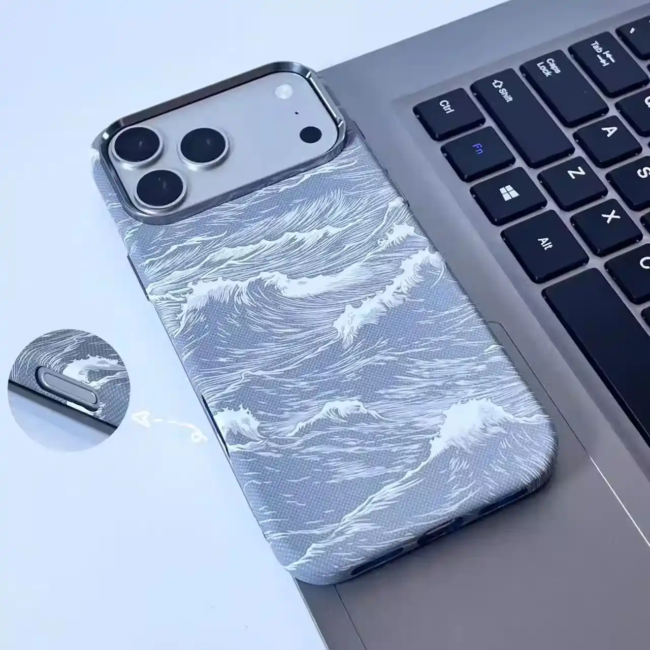 Чехол Luxo Karbon с волнистым морским декором для iPhone 11–17 Pro, Pro Max, Air