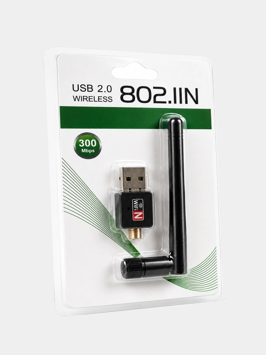 Сетевой адаптер Wi-Fi USB,300 Mbs, для интернета,не требуются драйвера, 2.4Ghz, до 150 м