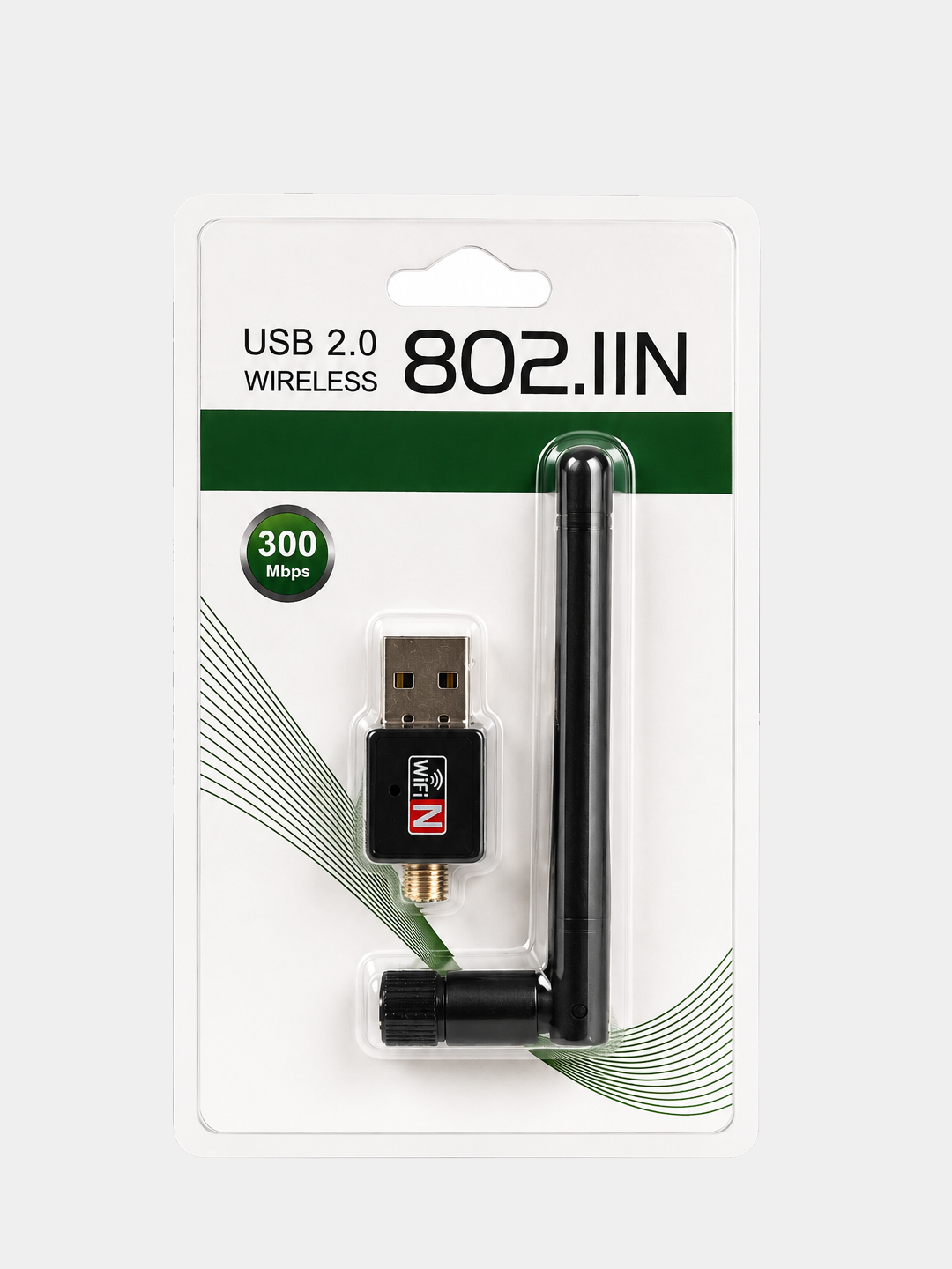 Сетевой адаптер Wi-Fi USB,300 Mbs, для интернета,не требуются драйвера, 2.4Ghz, до 150 м