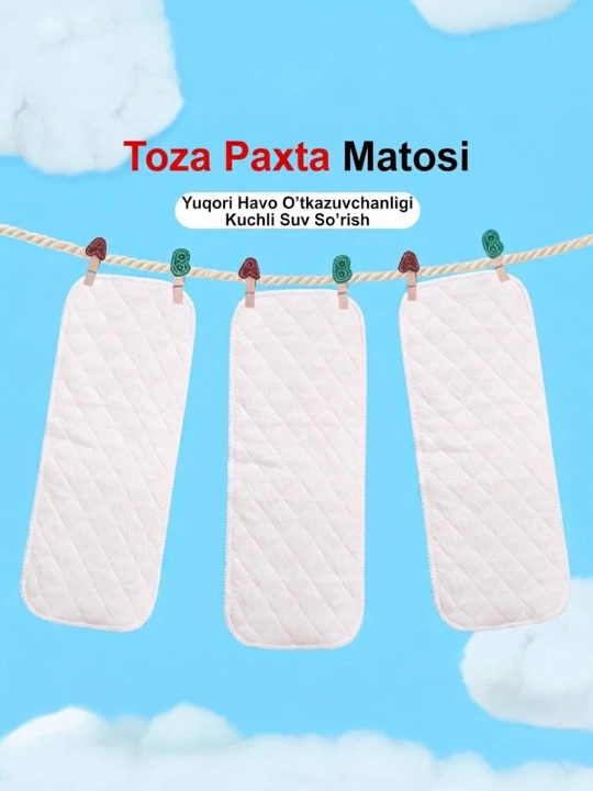 Tagliklar uchun ko‘p marta ishlatiladigan paxta shimib oluvchi vkladish, 1 dona
