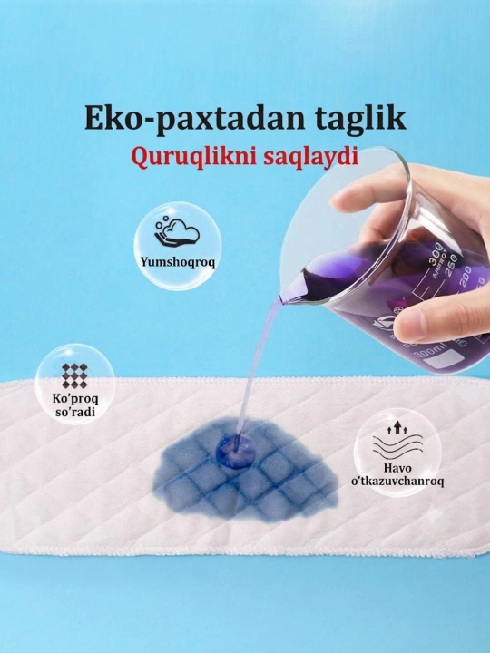 Tagliklar uchun ko‘p marta ishlatiladigan paxta shimib oluvchi vkladish, 1 dona