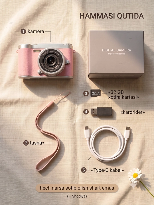 Raqamli kamera (fotoparat), foto kamera, retro kamera, 8x zum, va 32 GB karta