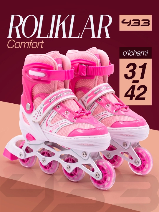 Bolalar va o'smirlar uchun roliklar Standart himoya to'plami bilan va Comfort modellari - 