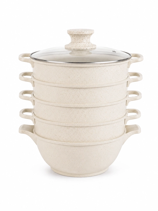 Sonifer SF-1156 6.5 L Granit Mantiqozon 28 sm, 4 Qavatli Bug'da Pishirish Qozoni