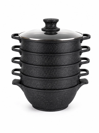 Sonifer SF-1156 6.5 L Granit Mantiqozon 28 sm, 4 Qavatli Bug'da Pishirish Qozoni