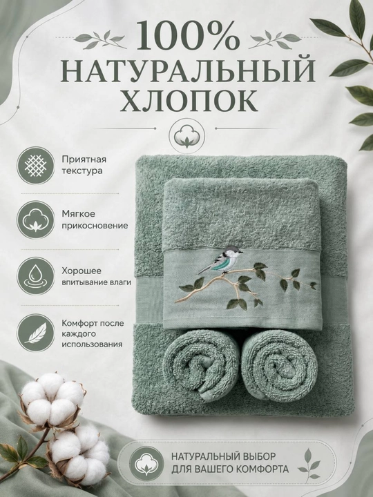 Sochiqlar to‘plami 3 tasi 1 da, hammom, yuz va qo‘l uchun, 100% paxta, 460 g/m², naqshli