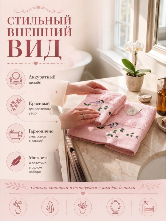 Sochiqlar to‘plami 3 tasi 1 da, hammom, yuz va qo‘l uchun, 100% paxta, 460 g/m², naqshli
