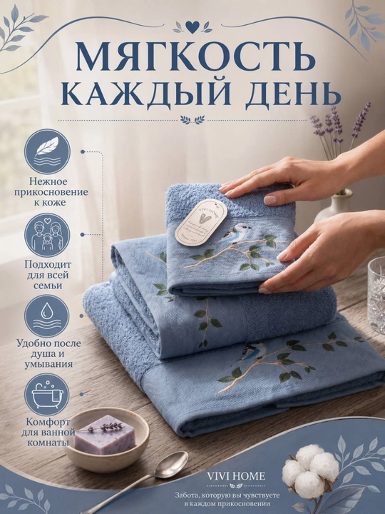 Sochiqlar to‘plami 3 tasi 1 da, hammom, yuz va qo‘l uchun, 100% paxta, 460 g/m², naqshli