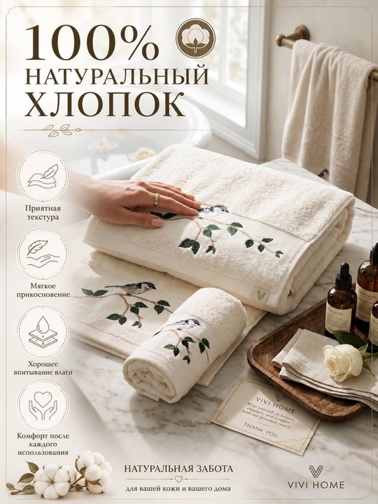 Sochiqlar to‘plami 3 tasi 1 da, hammom, yuz va qo‘l uchun, 100% paxta, 460 g/m², naqshli