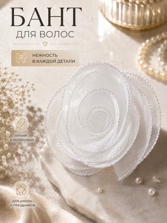Воздушные школьные бантики для волос, нарядные, белые, аксессуар для школы