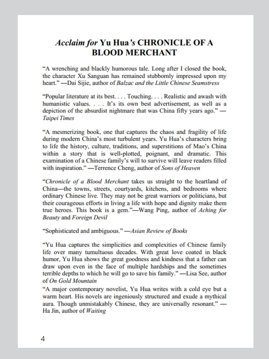CHRONICLE OF A BLOOD MERCHANT YU HUA
