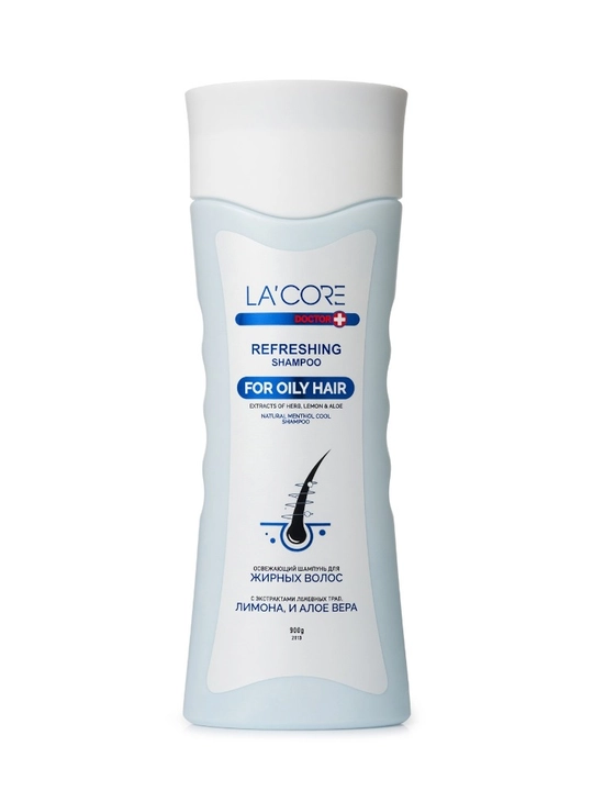 LA'CORE Refreshing для жирных волос, освежающий с лимоном и алоэ вера, 380 г