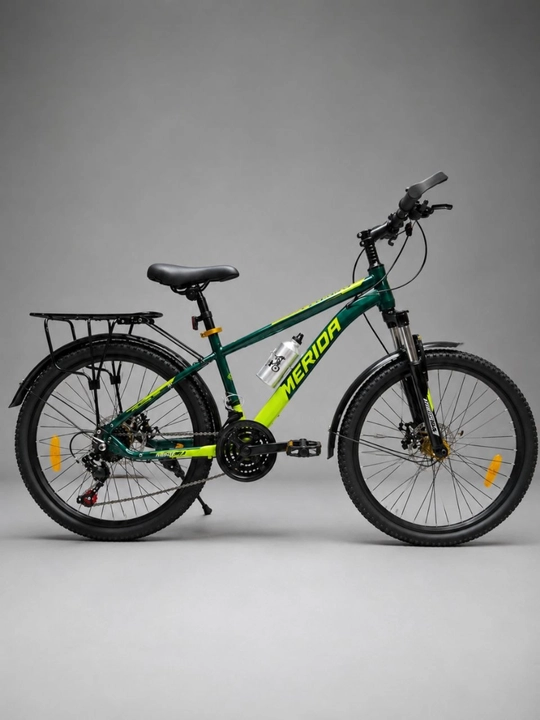 Горный велосипед MERIDA, 21 скорость, с амортизационной вилкой и багажником (24"/26"/29")
