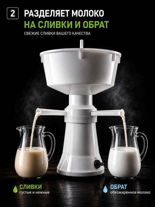 Sutni qaymoq va yog‘siz sutga ajratuvchi elektr separator Penzmash ESB-02, 50 l/soat