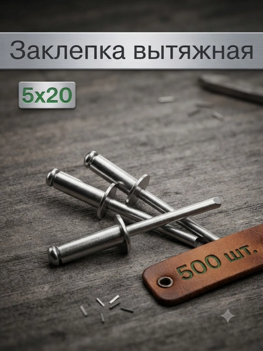 Заклепки вытяжные комбинированные 5 x 20 мм 500 шт для заклепочника - 