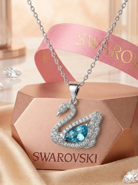 Ayollar zanjiri - SWAROVSKI kristallari bilan bezatilgan oqqush shaklidagi marjon - 