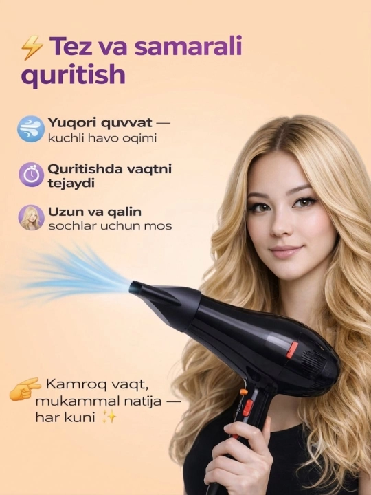 Soch quritish va parvarishlash uchun FaKang ION FK-9900 fen