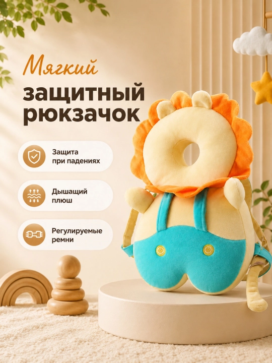 Chaqaloqlar uchun himoya yostiq-ryukzak, bosh uchun yumshoq himoya - 
