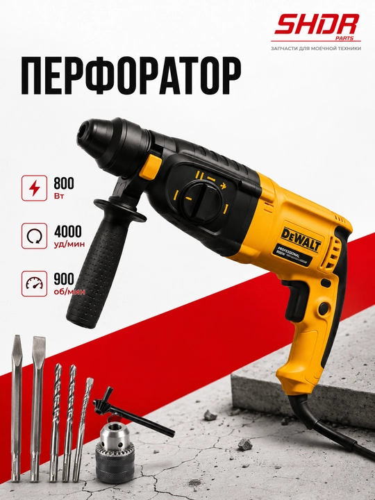 Professional DEWALT 3x rejimli perforator, SDS PLUS, 26 mm, 800 Vt