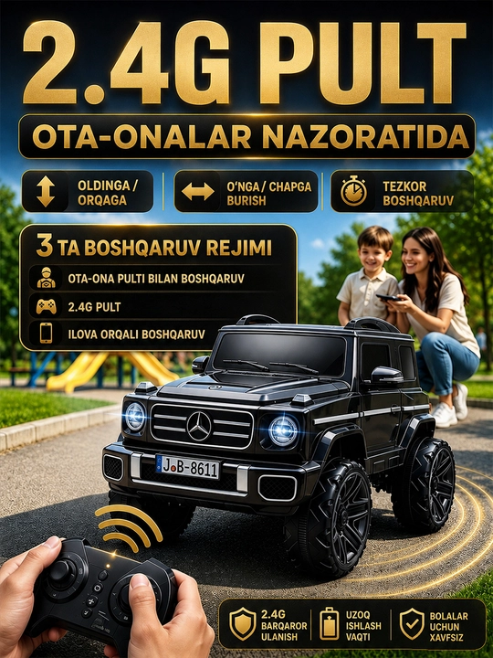 Детский электромобиль 24V 4×4, 4 мотора 550, LED, Bluetooth, управление через APP