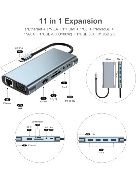 USB Type-C 8 в 1 для MacBook, USB-концентратор 3.0 адаптер для Macbook, HDMI