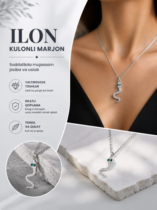 Marjon kulonli zanjir. Ilon va qanot dizaynlari - 