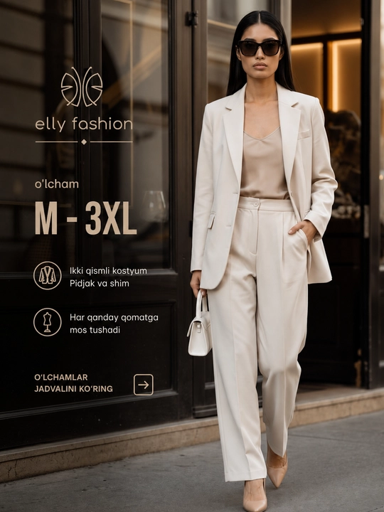 Ayollar klassik kostyumi, pidjak va shim M–3XL — ELLY FASHION - 