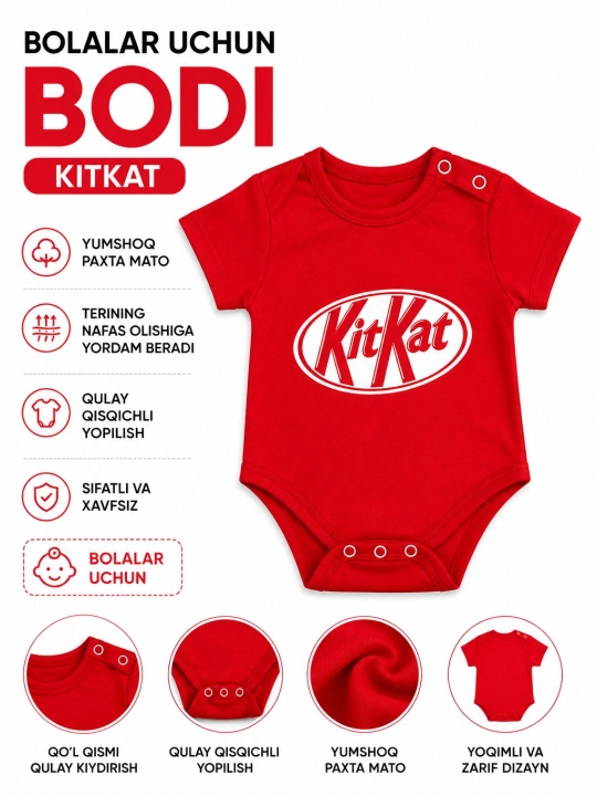 Bolalar kiyimi bodiykitkat Yangi tug'ilgan chaqaloq va 1.5 yoshgacha bo'lgan bolalar uchun - 