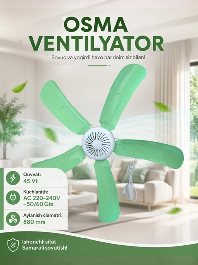 Osma va tutqichli mini-ventilyatorlar, osma ventilyatorlar - 