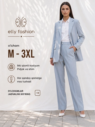 Ayollar klassik kostyumi, pidjak va shim M–3XL — ELLY FASHION - 