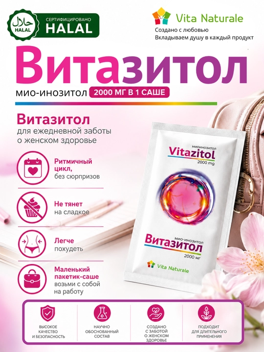 Витазитол. Мио – инозитол 2000 мг в 1 саше, 20 саше в упаковке