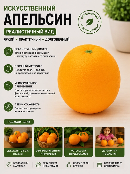 Sun'iy sabzavot va mevalar to'plami, bolgar apelsin, mandarin, olma, banan, limon - 