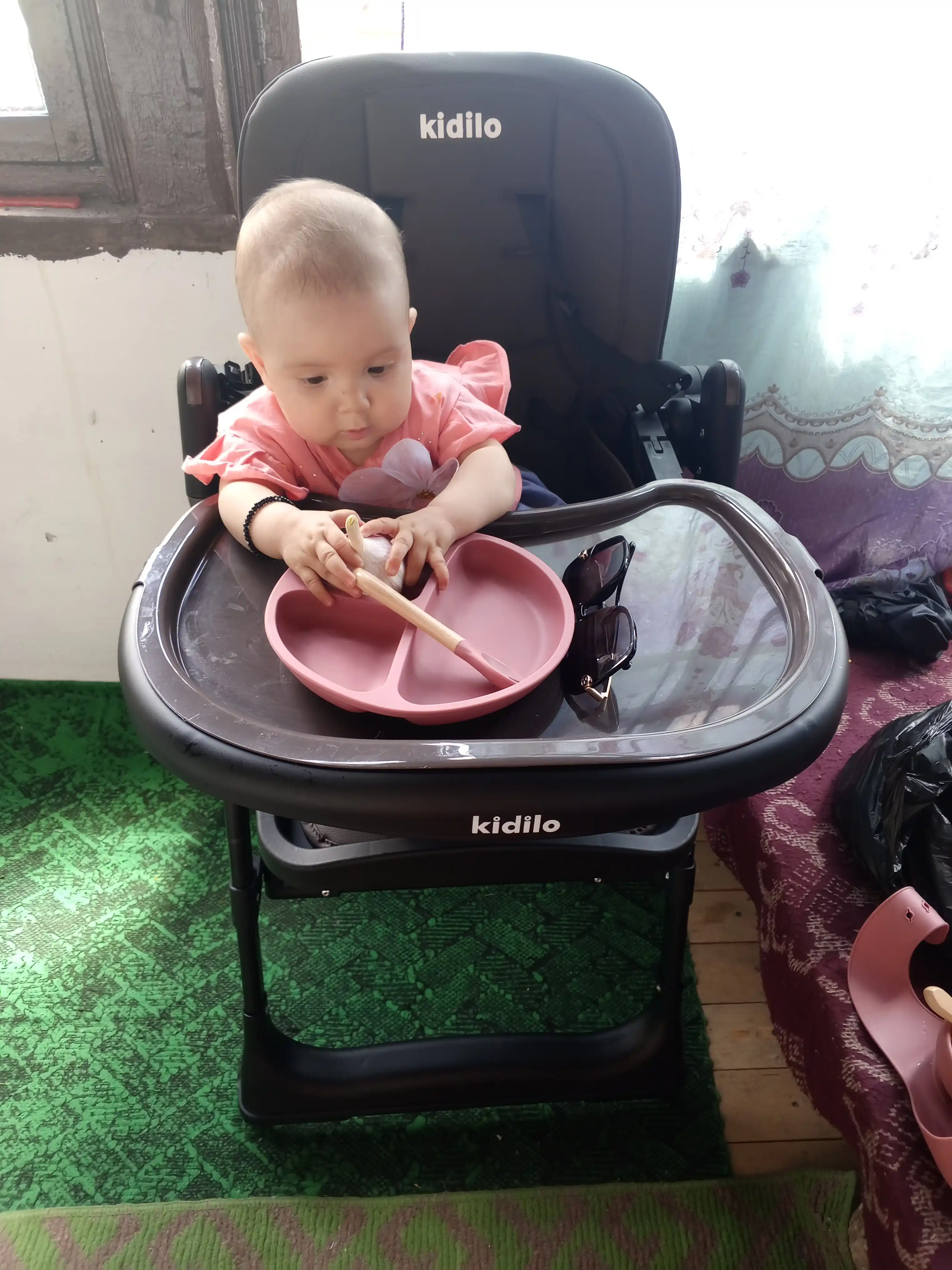 Детский стульчик для кормления + качели для детей Kidilo, 3 в 1, стульчик для детей