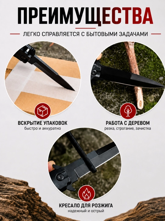 Buklanadigan turistik pichoq, zanglamaydigan po‘latdan, ixcham universal pichoq