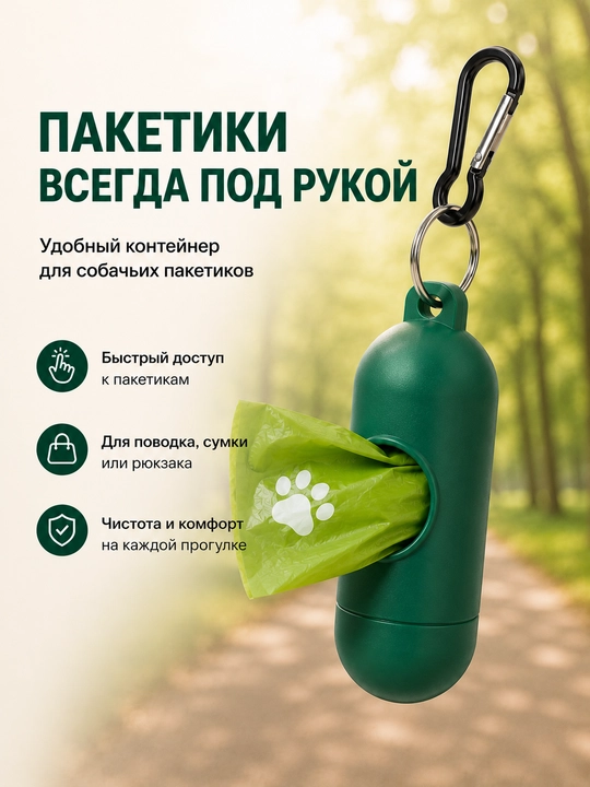 It orqasini tozalash uchun paketlar uchun konteyner-dispenser, karabin bilan
